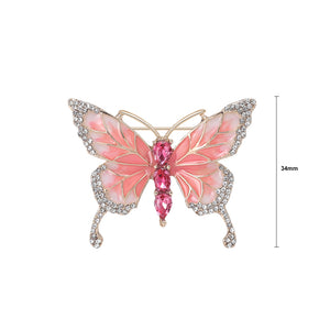 Fashion and Elegant Plated Gold Enamel Pink Butterfly Brooch with Cubic Zirconia