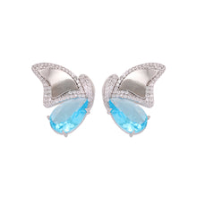 Load image into Gallery viewer, Fashion and Elegant Butterfly Stud Earrings with Blue Cubic Zirconia