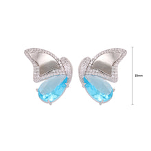 Load image into Gallery viewer, Fashion and Elegant Butterfly Stud Earrings with Blue Cubic Zirconia