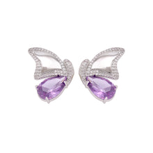 Load image into Gallery viewer, Fashion and Elegant Butterfly Stud Earrings with Purple Cubic Zirconia