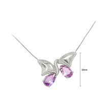 Load image into Gallery viewer, Fashion and Elegant Butterfly Pendant with Purple Cubic Zirconia and Necklace