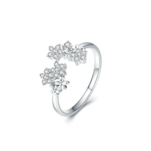 Load image into Gallery viewer, 925 Sterling Silver Fashion Simple Flower Adjustable Open Ring with Cubic Zirconia