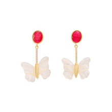 Load image into Gallery viewer, Fashion and Elegant Plated Gold Shell Butterfly Tassel Earrings with Cubic Zirconia