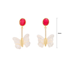 Load image into Gallery viewer, Fashion and Elegant Plated Gold Shell Butterfly Tassel Earrings with Cubic Zirconia