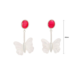 Fashion and Elegant Shell Butterfly Tassel Earrings with Cubic Zirconia