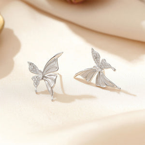 925 Sterling Silver Fashion Simple Butterfly Stud Earrings with Cubic Zirconia