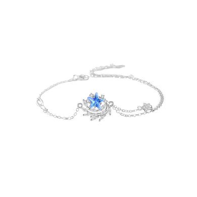 925 Sterling Silver Fashion Creative Star Wheat Bracelet with Cubic Zirconia
