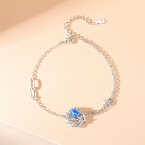 925 Sterling Silver Fashion Creative Star Wheat Bracelet with Cubic Zirconia
