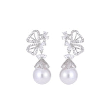 Load image into Gallery viewer, Fashion and Elegant Hollow Butterfly Imitation Pearl Earrings with Cubic Zirconia