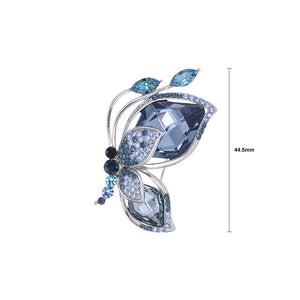 Elegant Brilliant Blue Butterfly Brooch with Cubic Zirconia