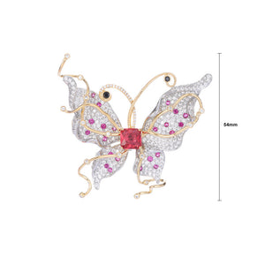 Fashion Brilliant Plated Gold Butterfly Brooch with Cubic Zirconia