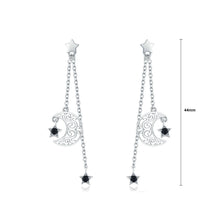 Load image into Gallery viewer, 925 Sterling Silver Fashion Simple Hollow Pattern Moon Star Tassel Earrings with Cubic Zirconia