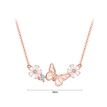 Load image into Gallery viewer, 925 Sterling Silver Plated Rose Gold Fashion Temperament Butterfly Flower Necklace with Cubic Zirconia