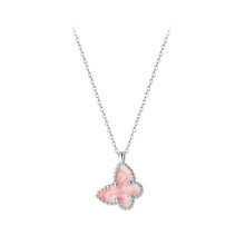 Load image into Gallery viewer, 925 Sterling Silver Fashion Simple Enamel Pink Butterfly Pendant with Necklace