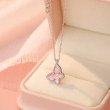 Load image into Gallery viewer, 925 Sterling Silver Fashion Simple Enamel Pink Butterfly Pendant with Necklace