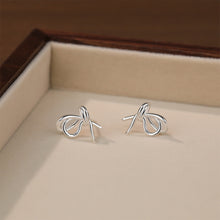 Load image into Gallery viewer, 925 Sterling Silver Simple Sweet Ribbon Stud Earrings