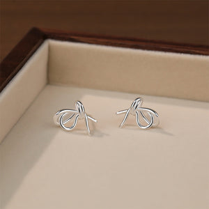 925 Sterling Silver Simple Sweet Ribbon Stud Earrings