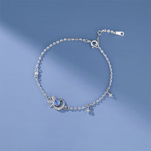 Load image into Gallery viewer, 925 Sterling Silver Fashion Creative Ribbon Moon Bracelet with Cubic Zirconia
