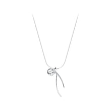 Load image into Gallery viewer, 925 Sterling Silver Fashion Simple Ribbon Pendant with Necklace