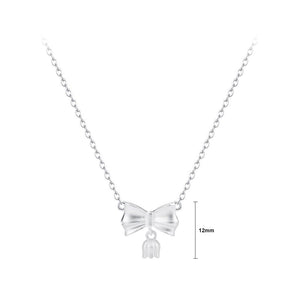 925 Sterling Silver Fashion Sweet Ribbon Lily Of The Valley Flower Pendant with Necklace