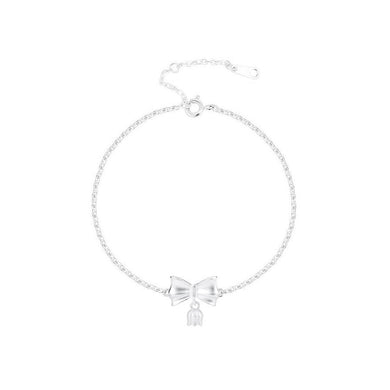 925 Sterling Silver Fashion Sweet Ribbon Lily Of The Valley Flower Bracelet