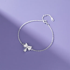 925 Sterling Silver Fashion Sweet Ribbon Lily Of The Valley Flower Bracelet