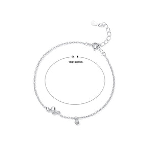 925 Sterling Silver Simple Sweet Ribbon Bracelet with Cubic Zirconia