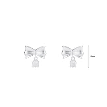Load image into Gallery viewer, 925 Sterling Silver Simple Sweet Ribbon Lily Of The Valley Flower Stud Earrings