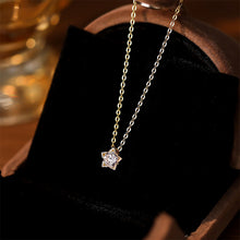 Load image into Gallery viewer, 925 Sterling Silver Plated Gold Simple Fashion Star Pendant with Cubic Zirconia and Necklace