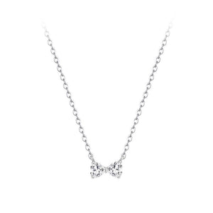 925 Sterling Silver Simple and Sweet Ribbon Pendant with Cubic Zirconia and Necklace