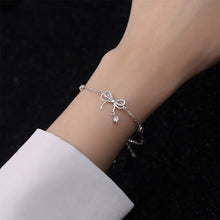 Load image into Gallery viewer, 925 Sterling Silver Sweet and Cute Ribbon Bracelet with Cubic Zirconia