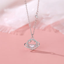 Load image into Gallery viewer, 925 Sterling Silver Fashion Creative Planet Pendant with Cubic Zirconia and Necklace