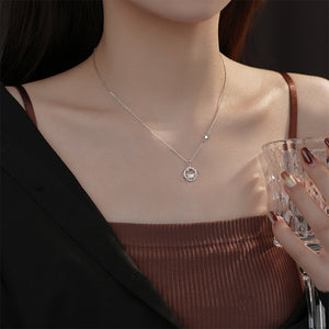 925 Sterling Silver Fashion Creative Planet Pendant with Cubic Zirconia and Necklace