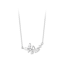 Load image into Gallery viewer, 925 Sterling Silver Fashion and Elegant Double Butterfly Pendant with Cubic Zirconia and Necklace
