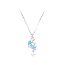 Load image into Gallery viewer, 925 Sterling Silver Fashion Creative Moon Star Pendant with Cubic Zirconia and Necklace