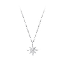 Load image into Gallery viewer, 925 Sterling Silver Simple and Fashion Eight-pointed Star Pendant with Cubic Zirconia and Necklace