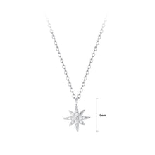 Load image into Gallery viewer, 925 Sterling Silver Simple and Fashion Eight-pointed Star Pendant with Cubic Zirconia and Necklace