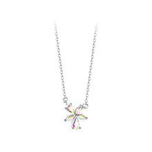 Load image into Gallery viewer, 925 Sterling Silver Fashion Flower Pendant with Cubic Zirconia and Necklace