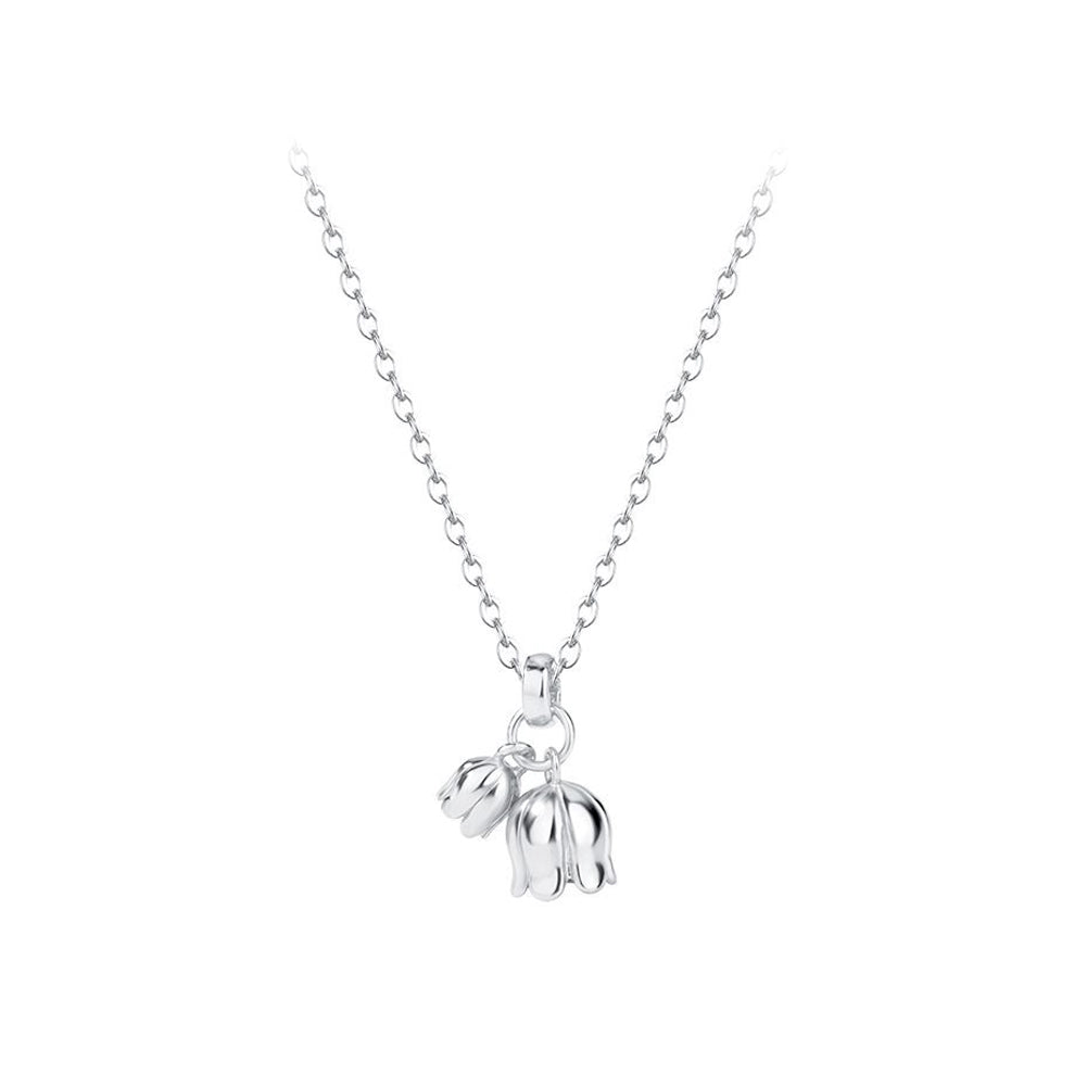 925 Sterling Silver Simple Temperament Lily Of The Valley Flower Pendant with Necklace
