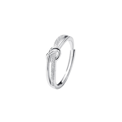 925 Sterling Silver Simple and Fashion Knotted Geometric Adjustable Open Ring