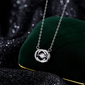 925 Sterling Silver Fashion and Simple Double C-shaped Geometric Pendant with Cubic Zirconia and Necklace