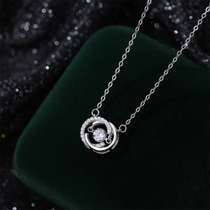 925 Sterling Silver Fashion and Simple Double C-shaped Geometric Pendant with Cubic Zirconia and Necklace