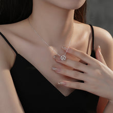 Load image into Gallery viewer, 925 Sterling Silver Fashion and Simple Double C-shaped Geometric Pendant with Cubic Zirconia and Necklace