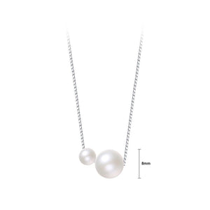 925 Sterling Silver Simple and Fashion Geometric Imitation Pearl Pendant with Necklace