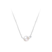 Load image into Gallery viewer, 925 Sterling Silver Fashion Simple Geometric Round Bead Imitation Pearl Pendant with Necklace