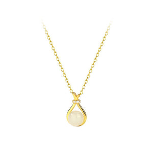 925 Sterling Silver Plated Gold Simple and Fashion Lucky Bag Pendant with Cubic Zirconia and Necklace