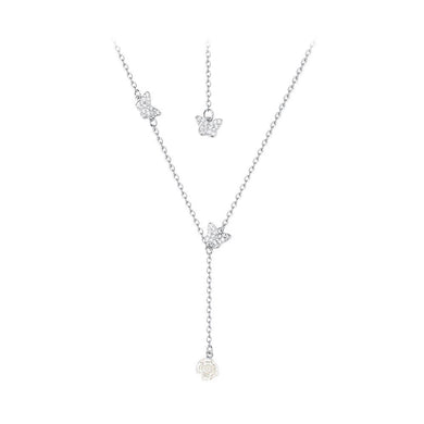 925 Sterling Silver Fashion Simple Butterfly Tassel Rose Necklace