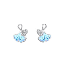 Load image into Gallery viewer, 925 Sterling Silver Simple and Fashion Ginkgo Leaf Stud Earrings with Cubic Zirconia