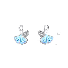 Load image into Gallery viewer, 925 Sterling Silver Simple and Fashion Ginkgo Leaf Stud Earrings with Cubic Zirconia