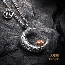 Load image into Gallery viewer, 925 Sterling Silver Love on the Moon Pendant with Scorpio horoscope (24 Oct - 21 Nov)